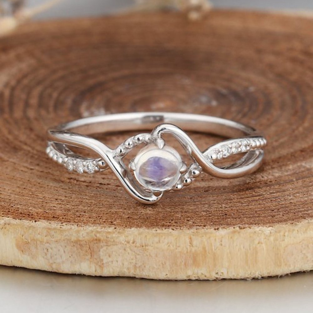 💞  Super Dainty Tiny 925 Silver Plated White Opal Ring, FB16FA1085
